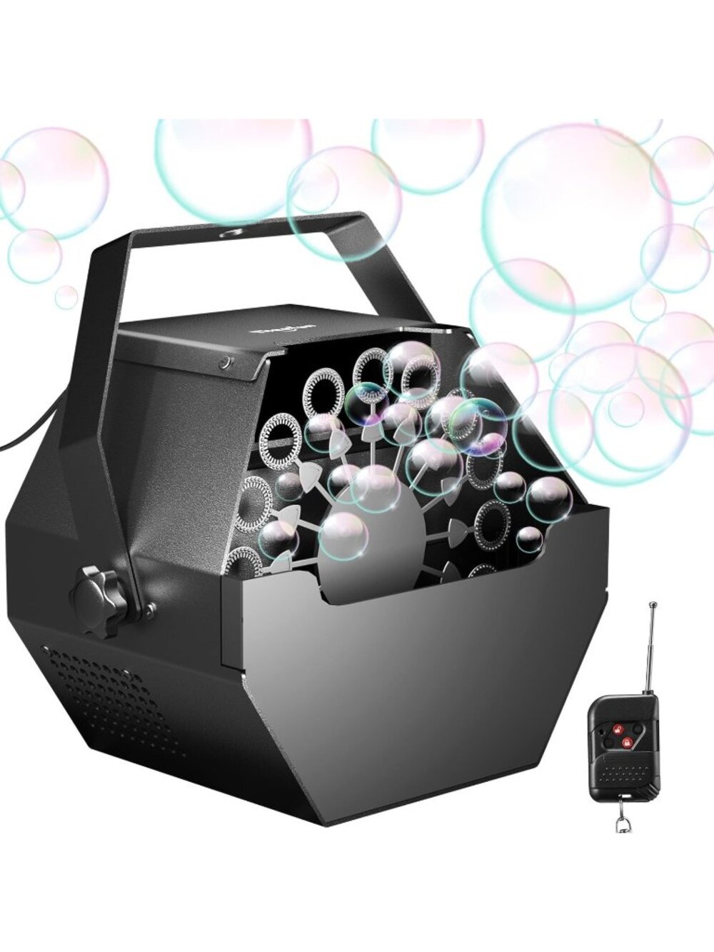 New Bubble Machine 750ML Remote Control Metal Bubble Blower Plug-in
